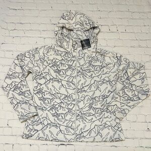 NWT Eddie Bauer White and Gray Mountain Patterned Fleece Jacket (Lg)